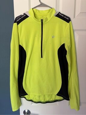Pearl Izumi Men’s Neon Yellow and Black Half-Zip Cycling Sweater